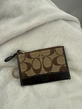 Coach Brown/Tan Signature Card Case Keyring